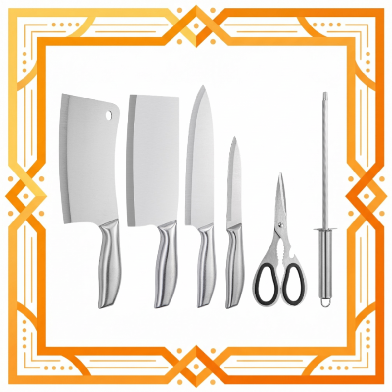 Six-Piece All-Steel Kitchen Knife Set with Rust and Bacteria Protection