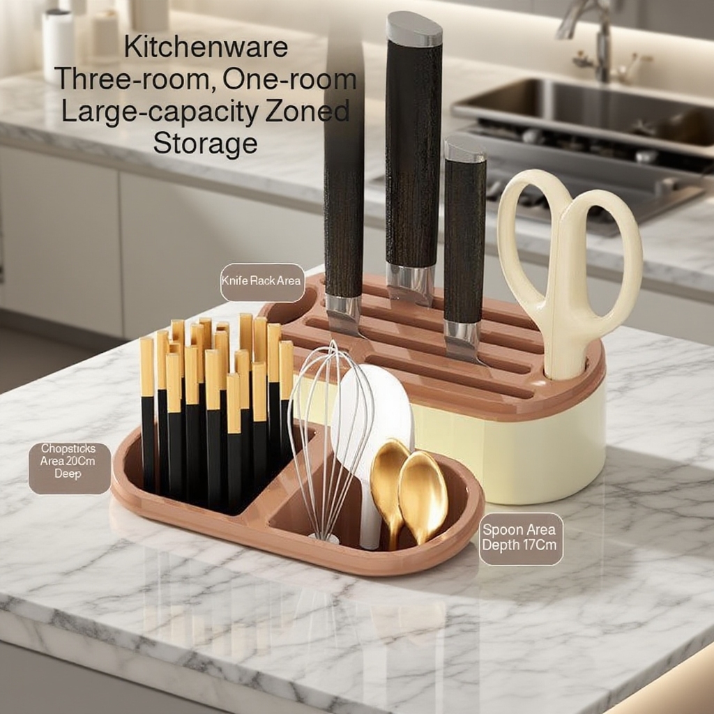 Multifunctional Kitchen Knife and Cutting Board Rack