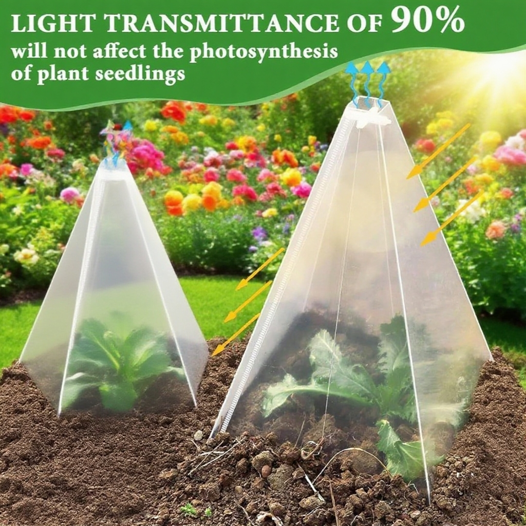 Garden Seedling Frost and Bird Protection Cone – Green Bell Cover for Plants