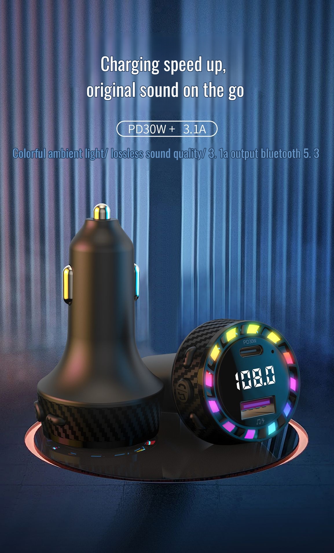 Dual Port Fast Car Charger with Temperature Protection