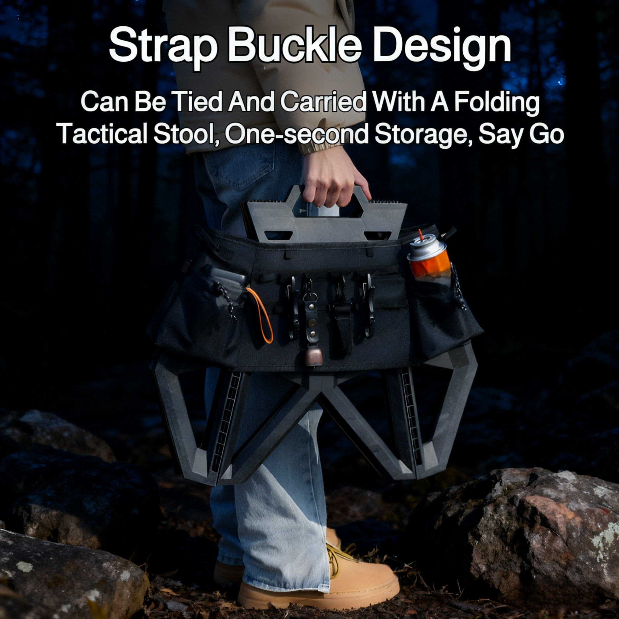 Portable outdoor stool with built-in tool organizer