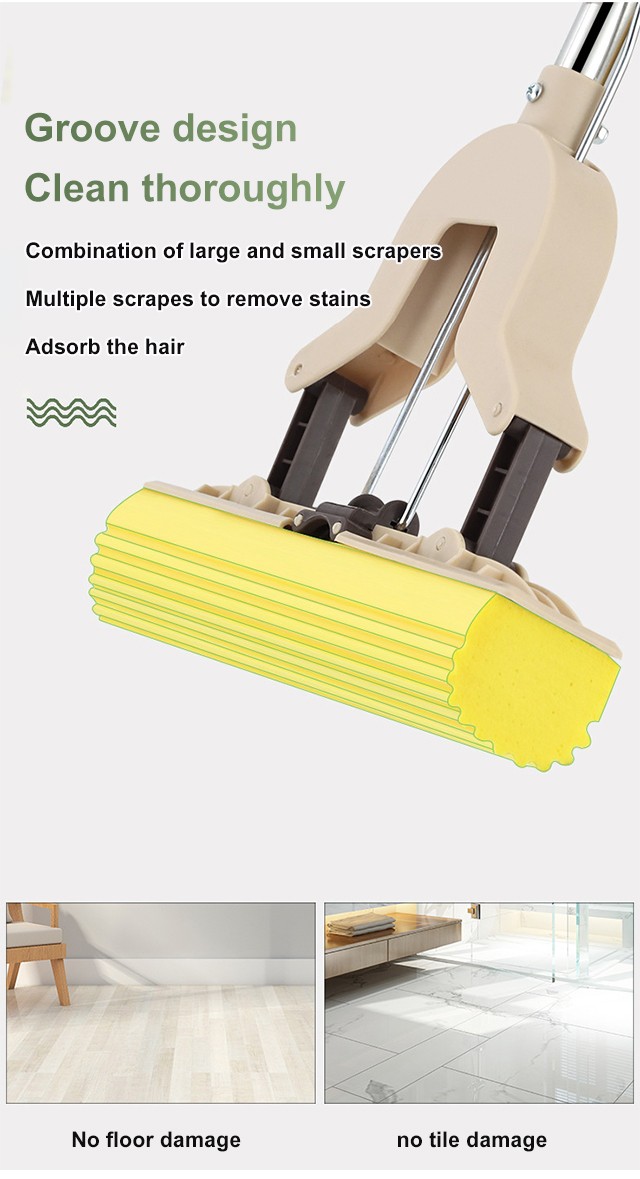 Professional mop with secondary squeezing design