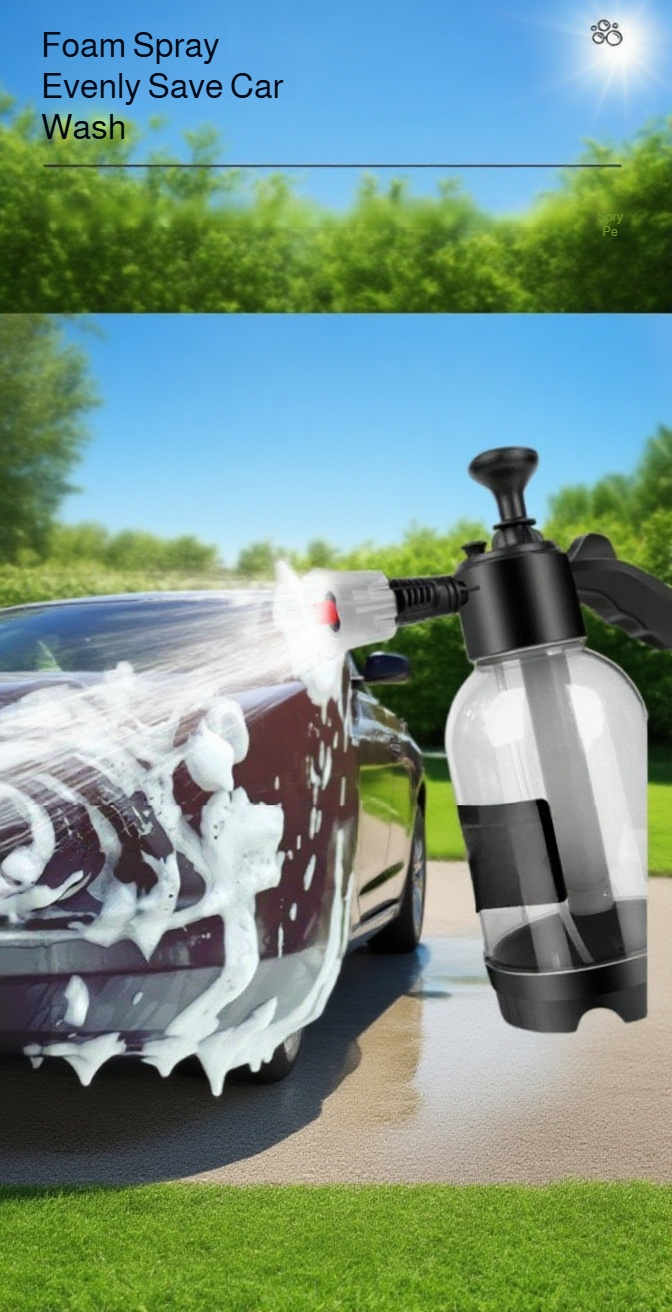 Thick foam application on car surface with portable sprayer