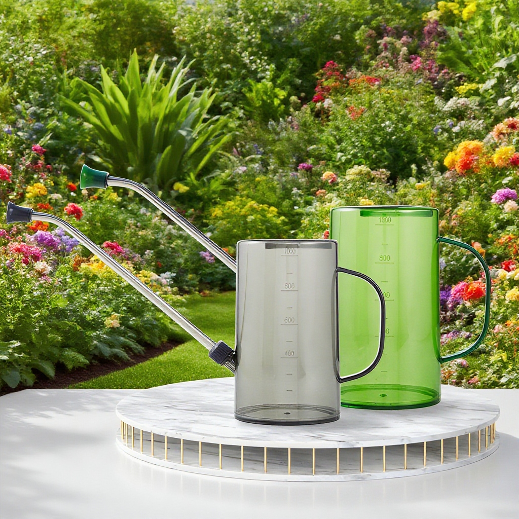 Stainless Steel Long Spout Watering Can with Scale for Home and Garden Use