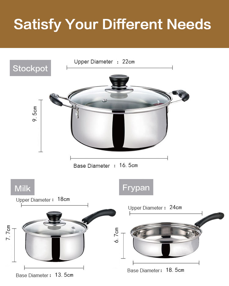 Versatile 3-piece cookware set for everyday cooking