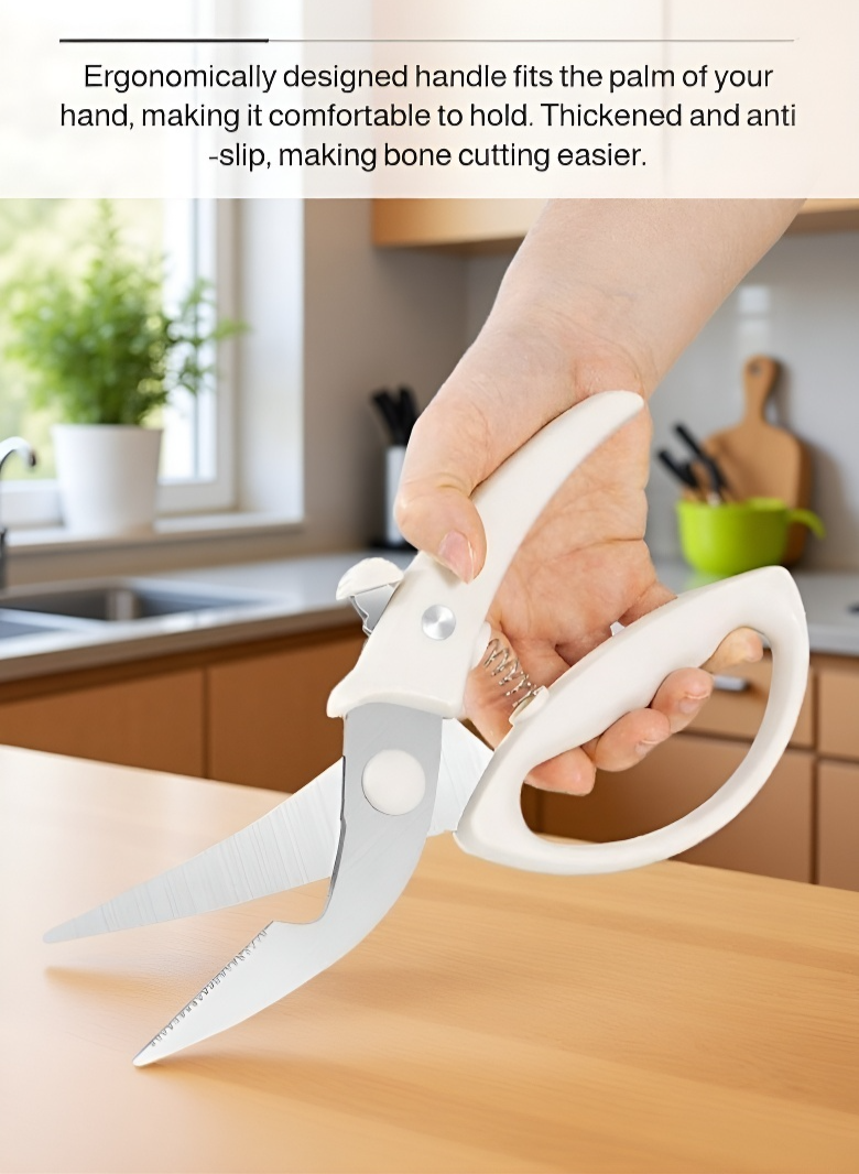 Multi-purpose kitchen scissors for meat, poultry, and seafood