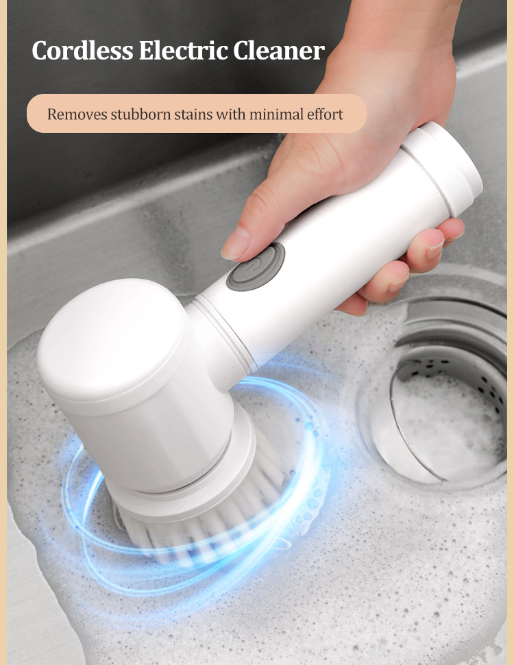 Rechargeable Multi Function Electric Cleaning Brush with multiple brush heads