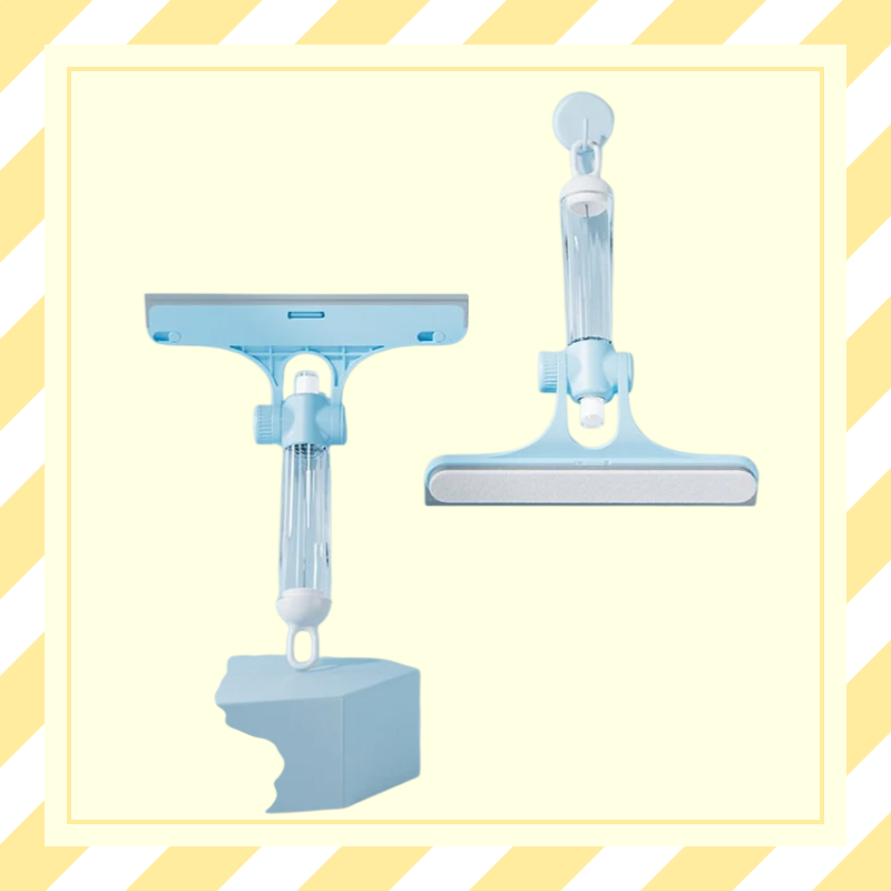 Three-in-One Multi-Functional Glass Squeegee with Built-in Spray Bottle