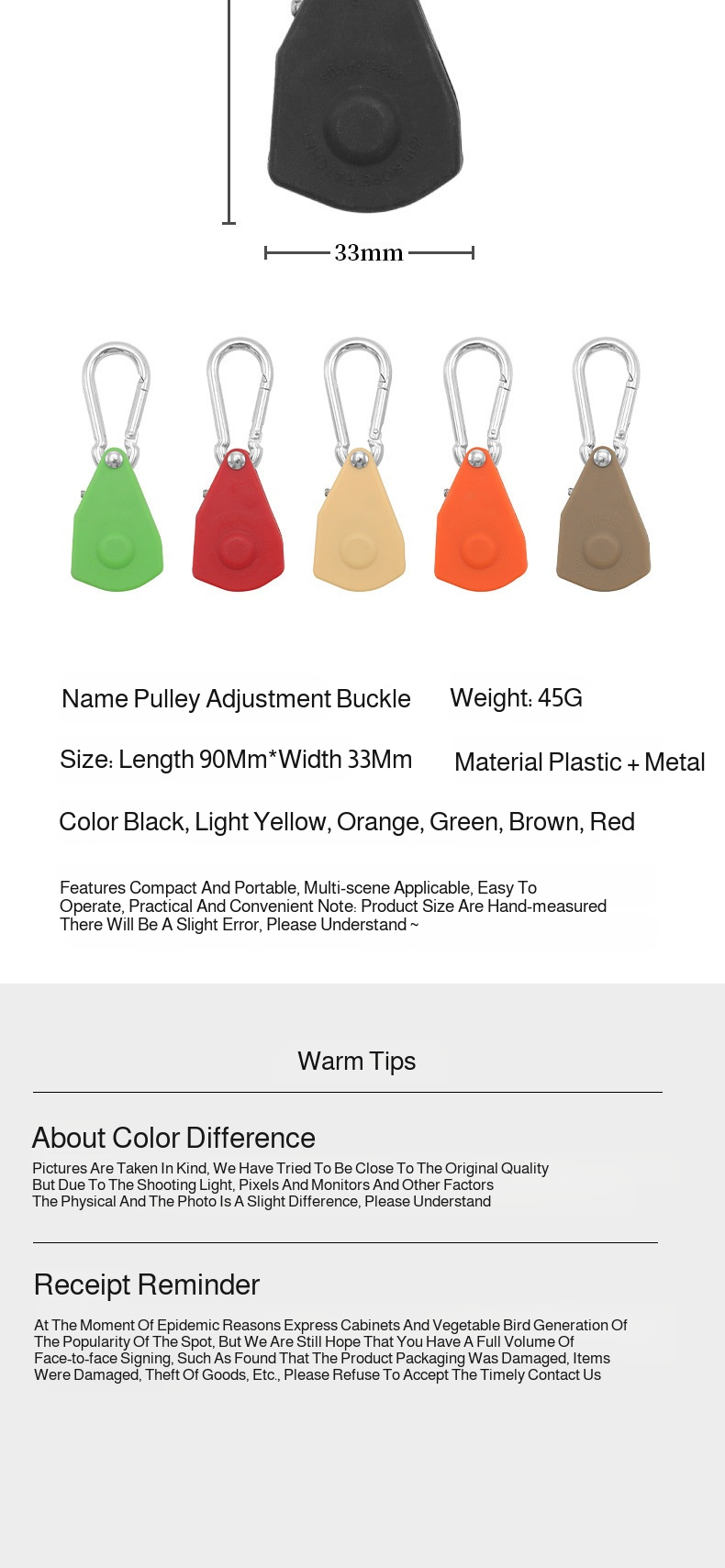 Iron buckle hook pulley rope tensioner product details