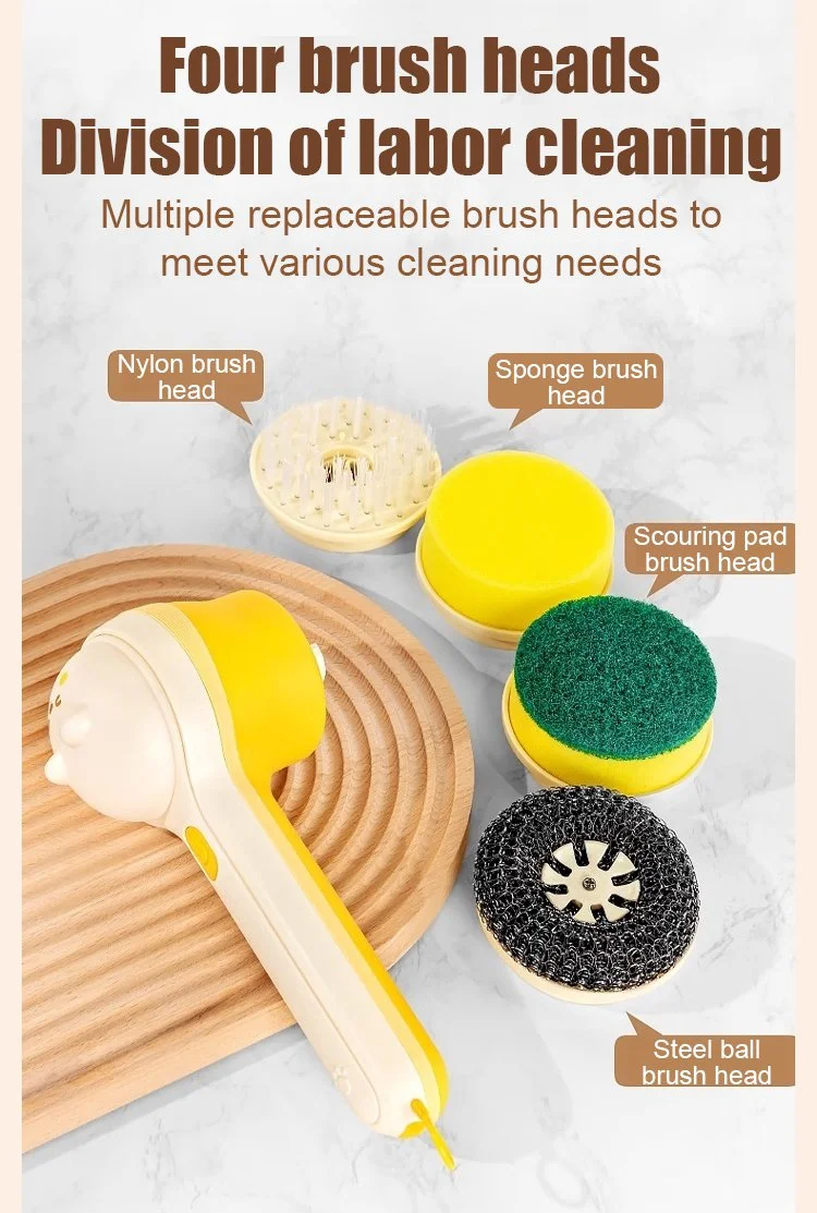 Electric cleaning brush scrubbing bathroom tiles