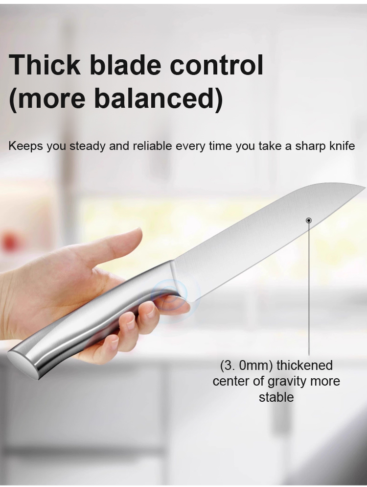 Six-piece knife set displayed on kitchen countertop