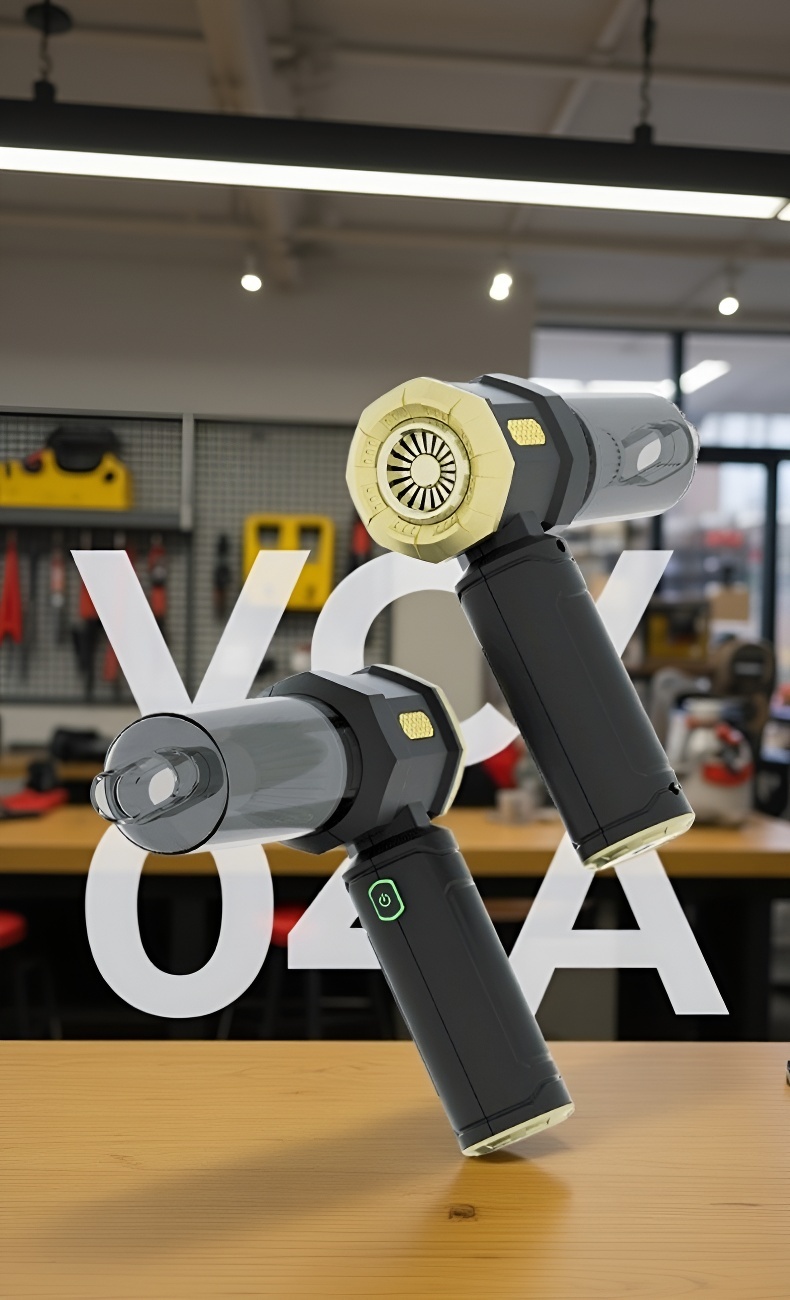 Powerful wireless car vacuum cleaner in use on car seats