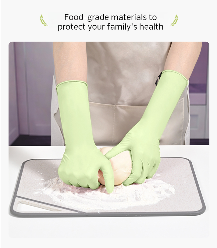 Reusable kitchen cleaning gloves with extended cuffs