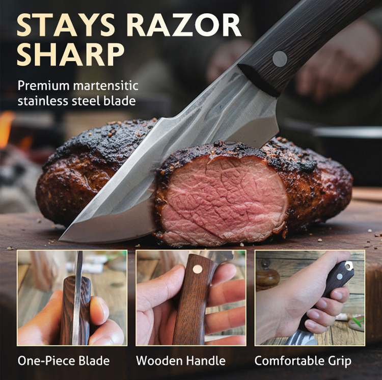 Close-up of blade edge on small steel kitchen knife