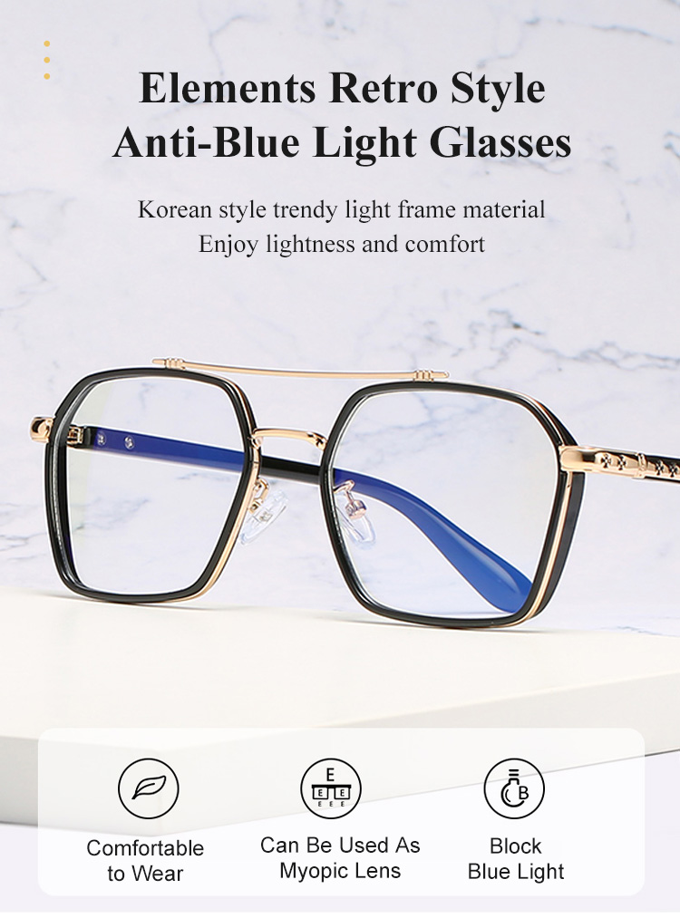 Retro Style Anti-Blue Light Glasses front view