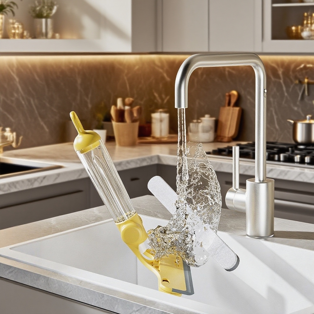 Three-in-One Multi-Functional Glass Squeegee with Built-in Spray Bottle