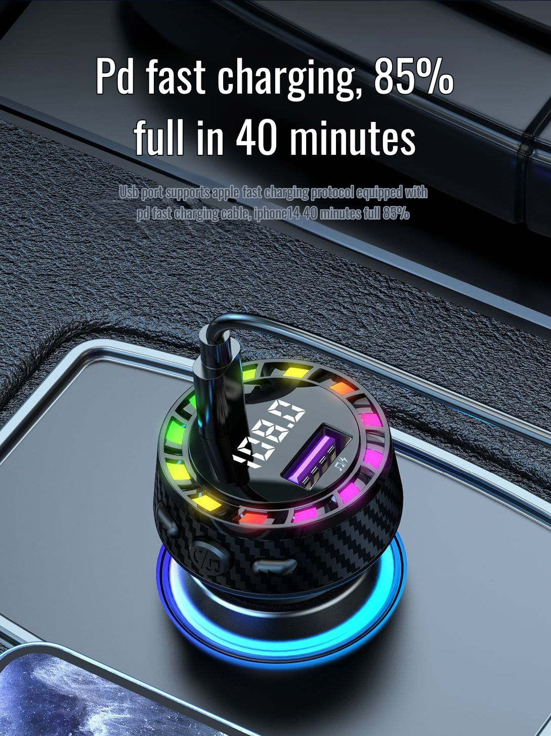 Car Charger Plugged into Vehicle Power Outlet