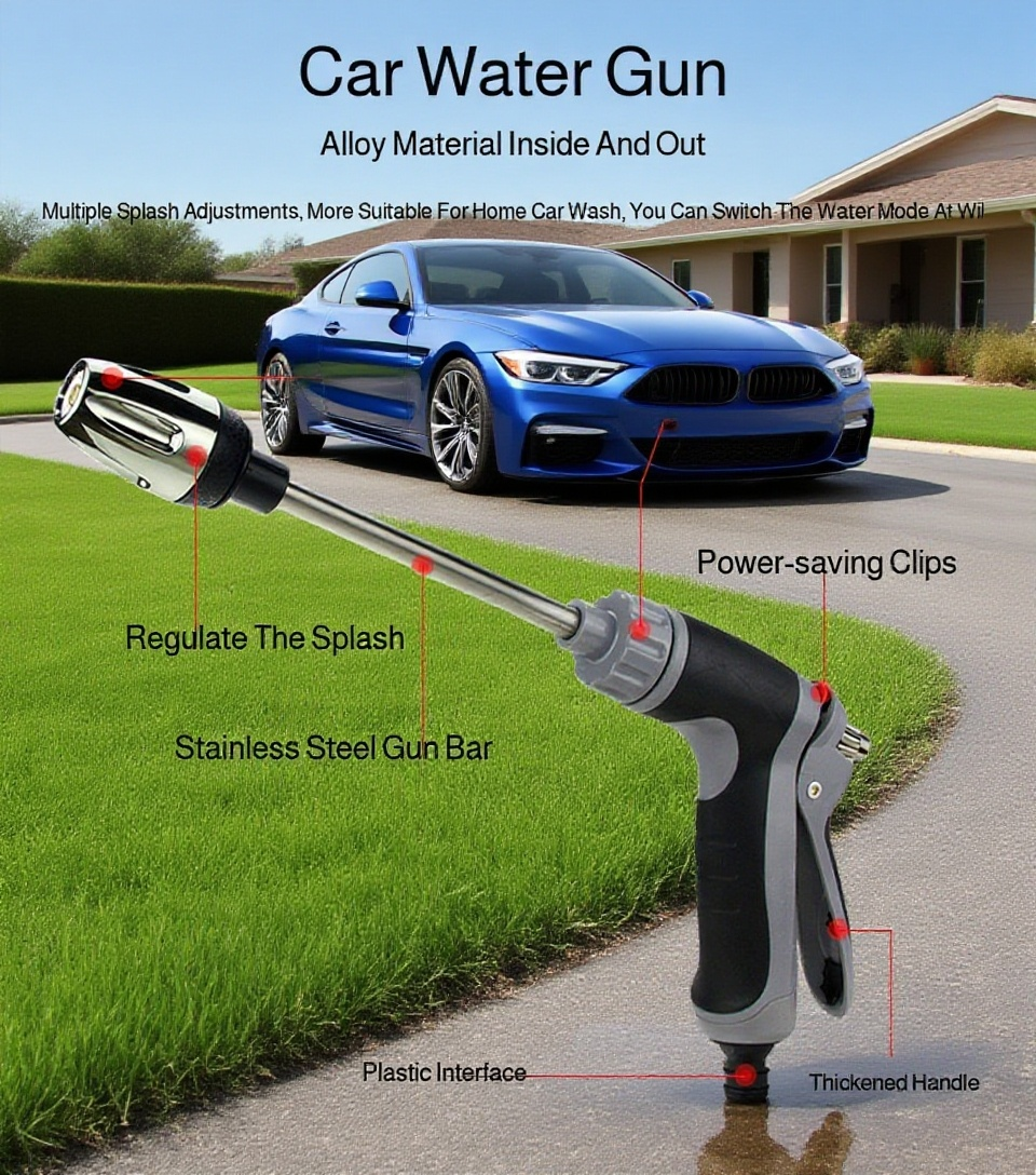 High-pressure foam sprayer cleaning a car exterior