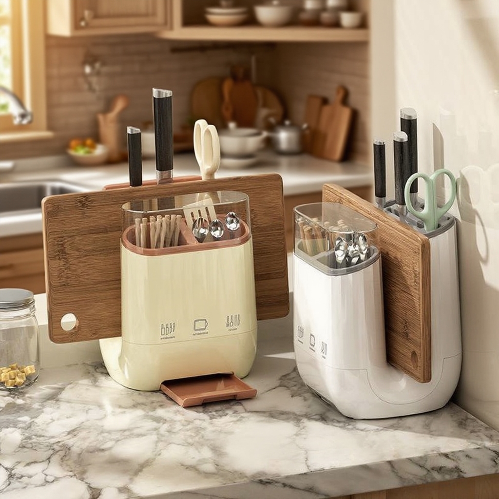 Multifunctional Kitchen Knife and Cutting Board Rack