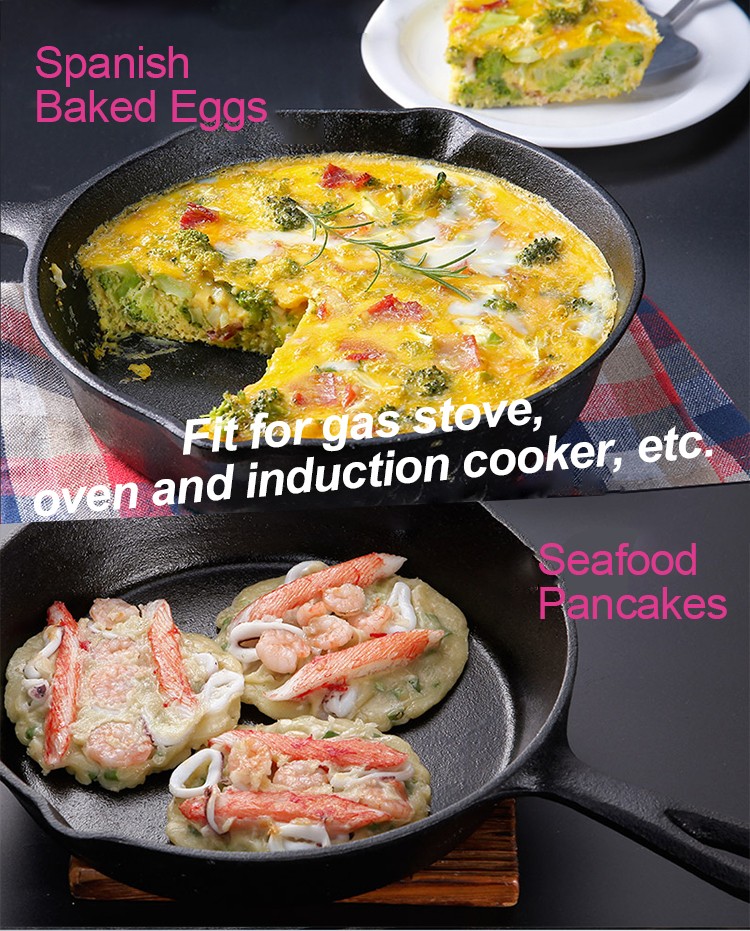 Oven-safe cast iron pan with vegetables