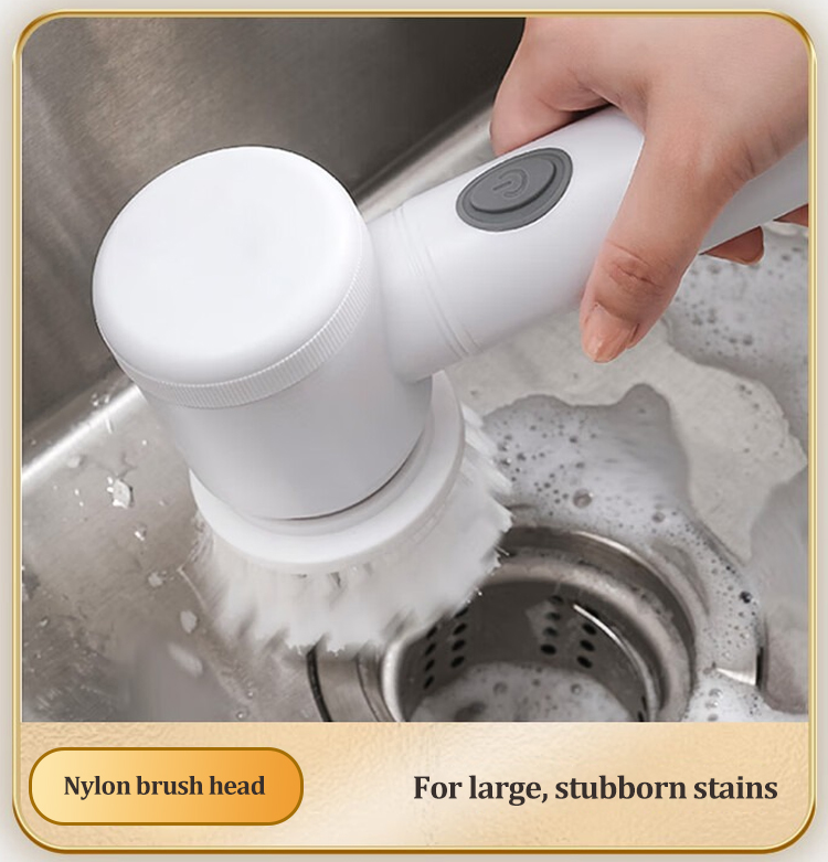 Rechargeable cleaning brush with detachable brush heads