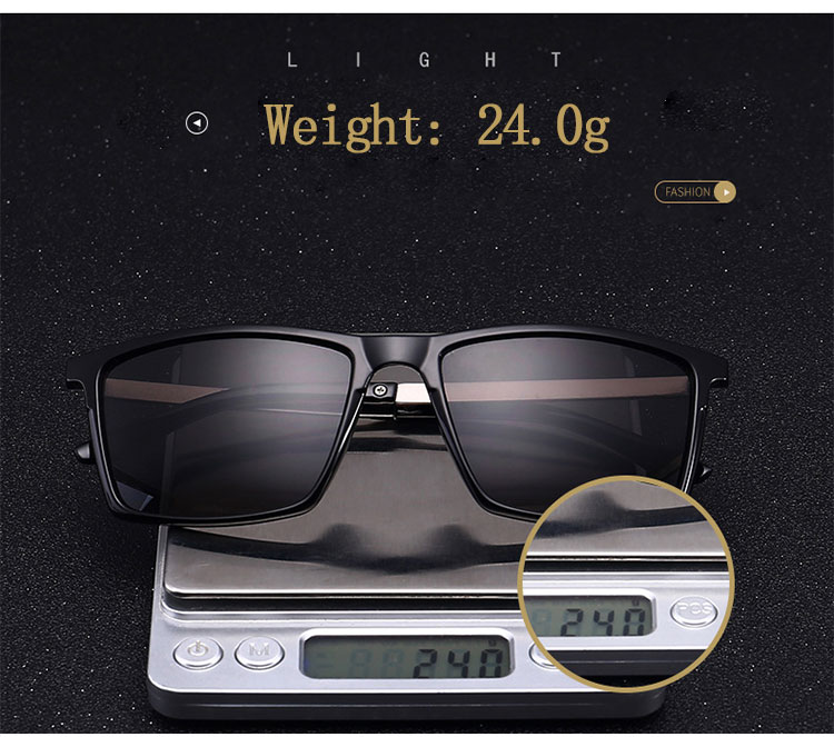 Close-up of men’s sunglasses UV protection lenses