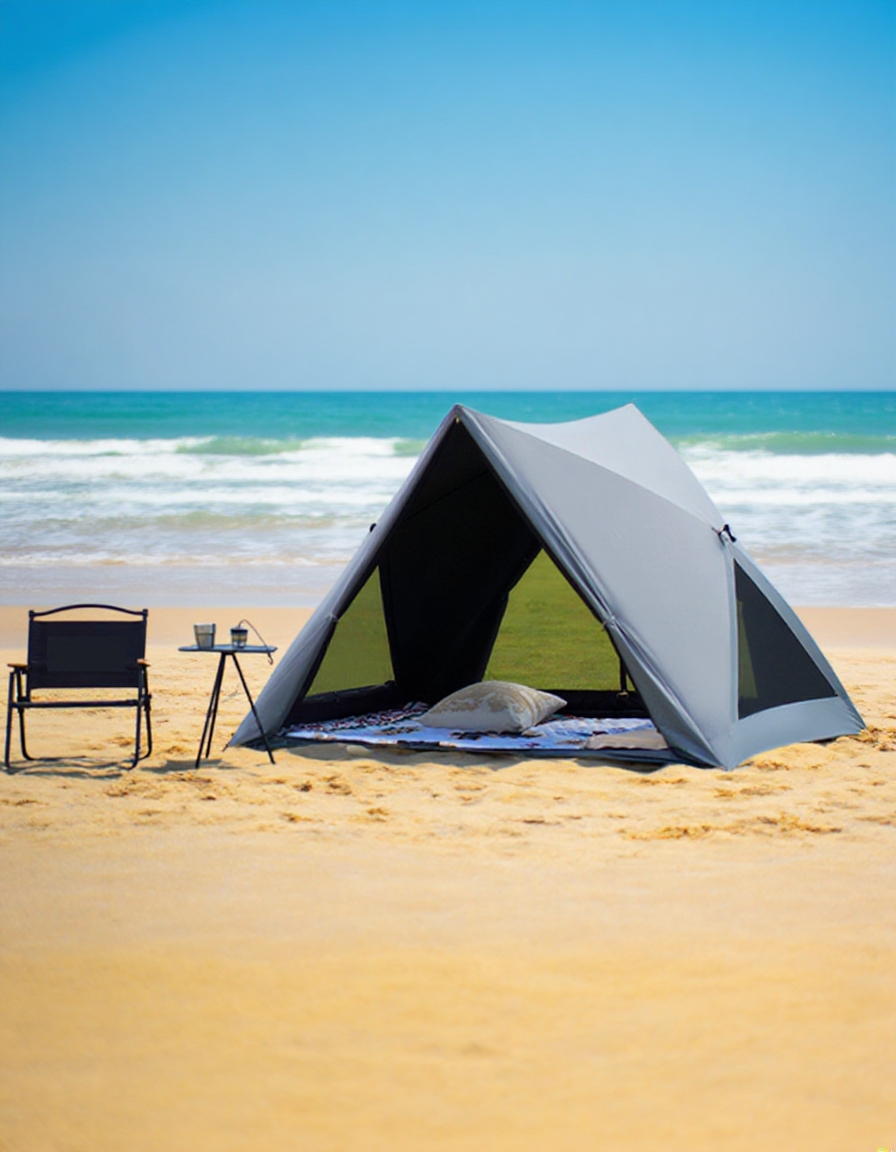 Spacious interior of the automatic pop-up tent