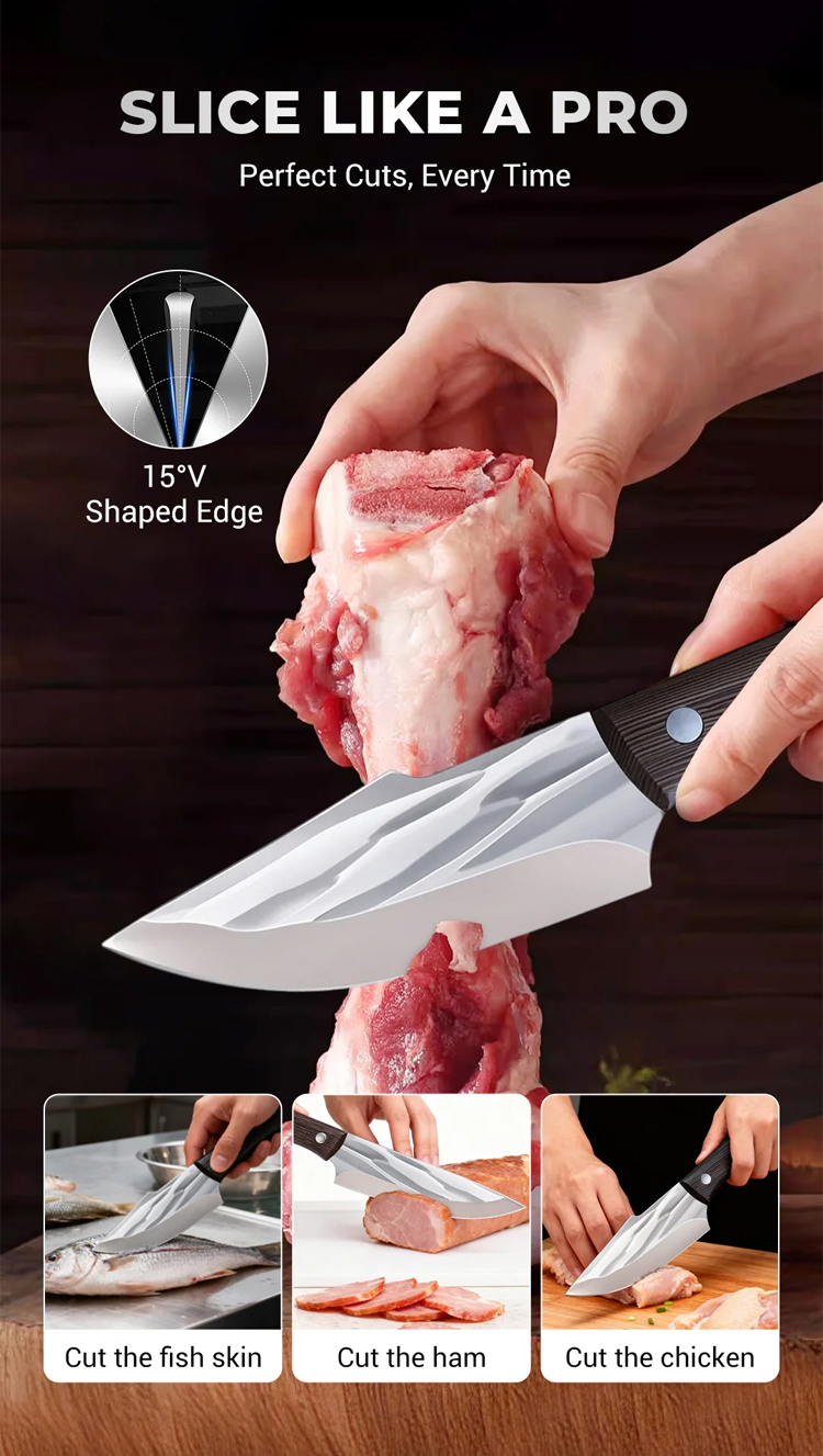 Ergonomic handle of small kitchen steel knife