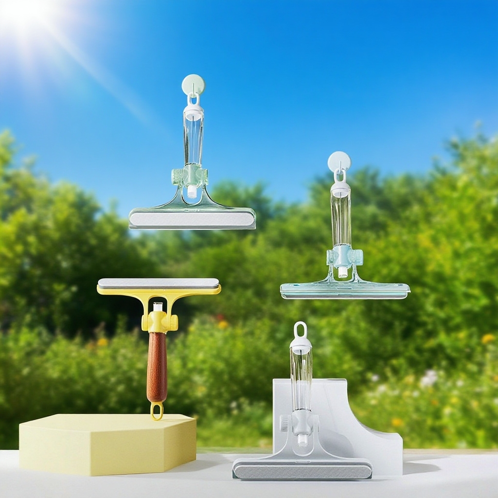 Three-in-One Multi-Functional Glass Squeegee with Built-in Spray Bottle