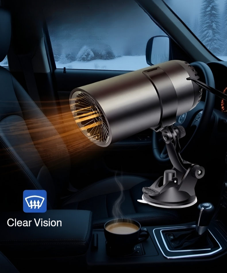 Portable car defogger and defroster heater for windshield