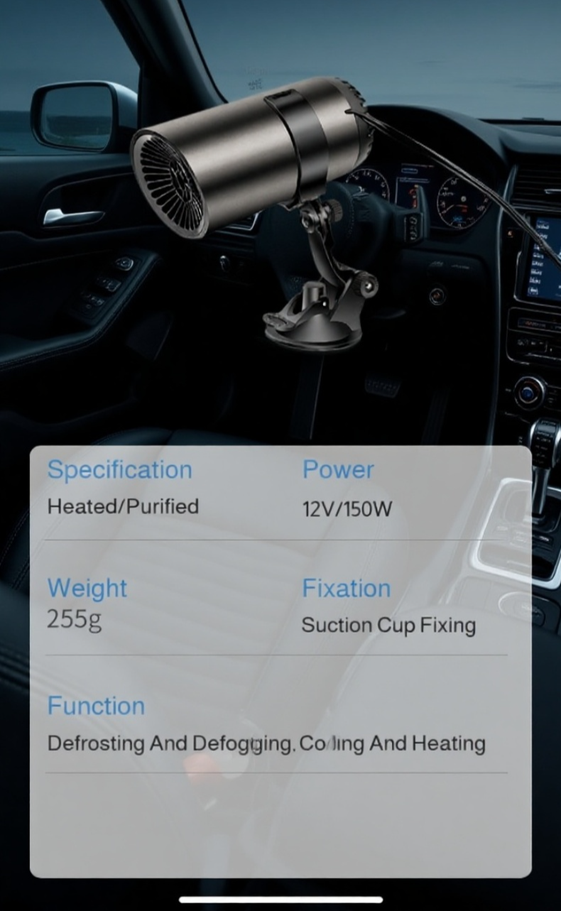 Car windshield defogger improving visibility in cold weather
