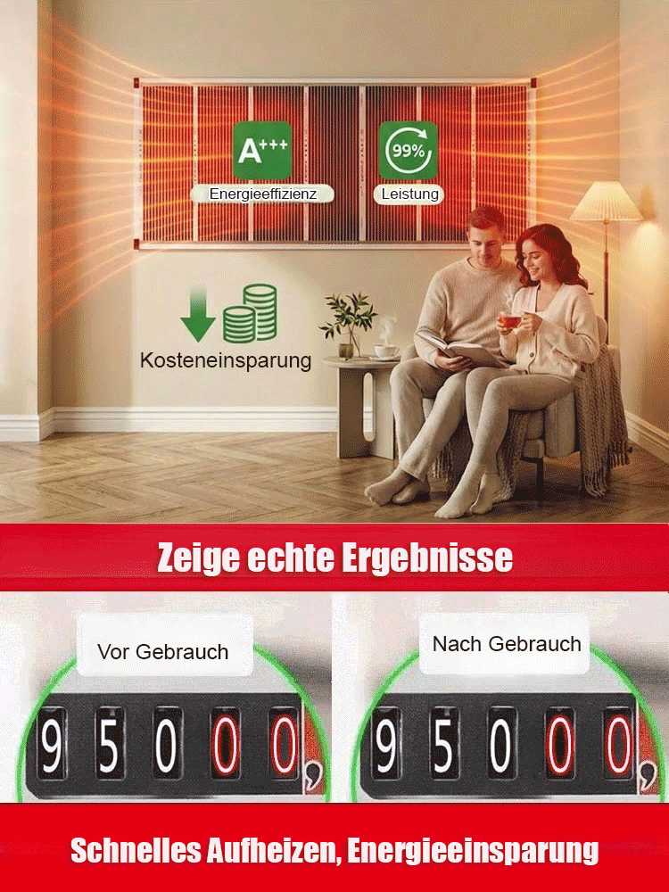 Graphene Infrarotheizung Pro | A+++ Energiesparend | 5 Sek. Schnellwärme | TÜV-Süd geprüft | IP54 Wasserfest | 10 Jahre Garantie ☀️🏠