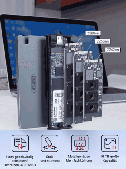 USB4.0 Gen3 –16TB  Tragbare Hochgeschwindigkeits-SSD: Stabile und verlustfreie Übertragung