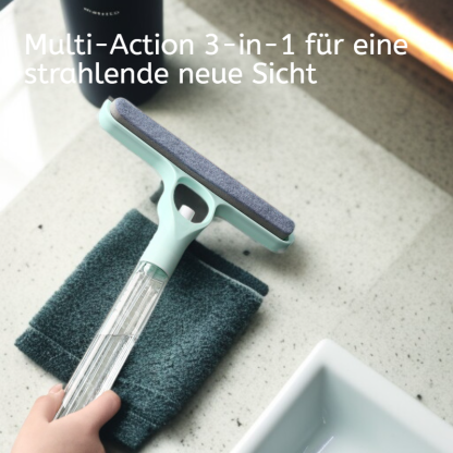 Multifunktionale Glasreinigungsbürste mit Sprühflasche, wasserabweisend und rutschfest