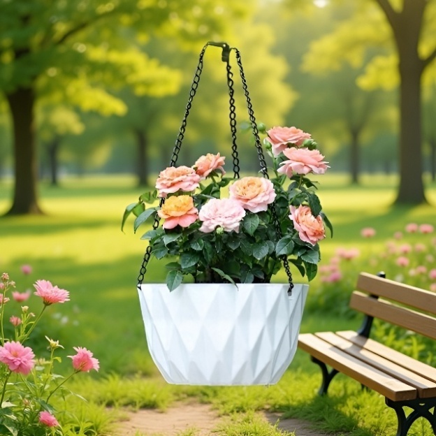 Ghiveci de flori suspendat cu aspirație automată