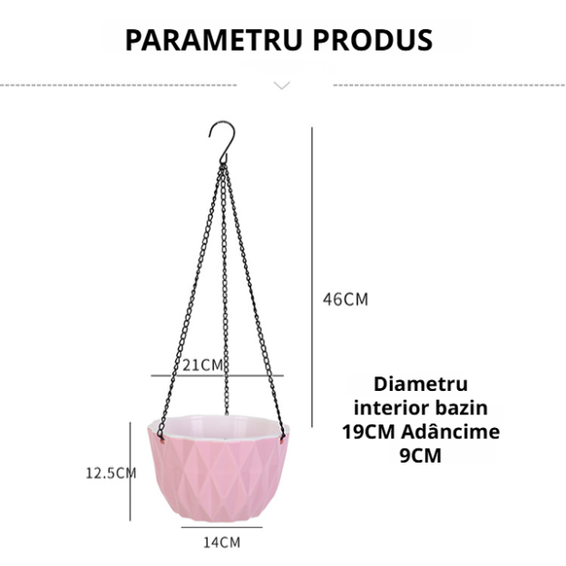 Ghiveci de flori suspendat cu aspirație automată