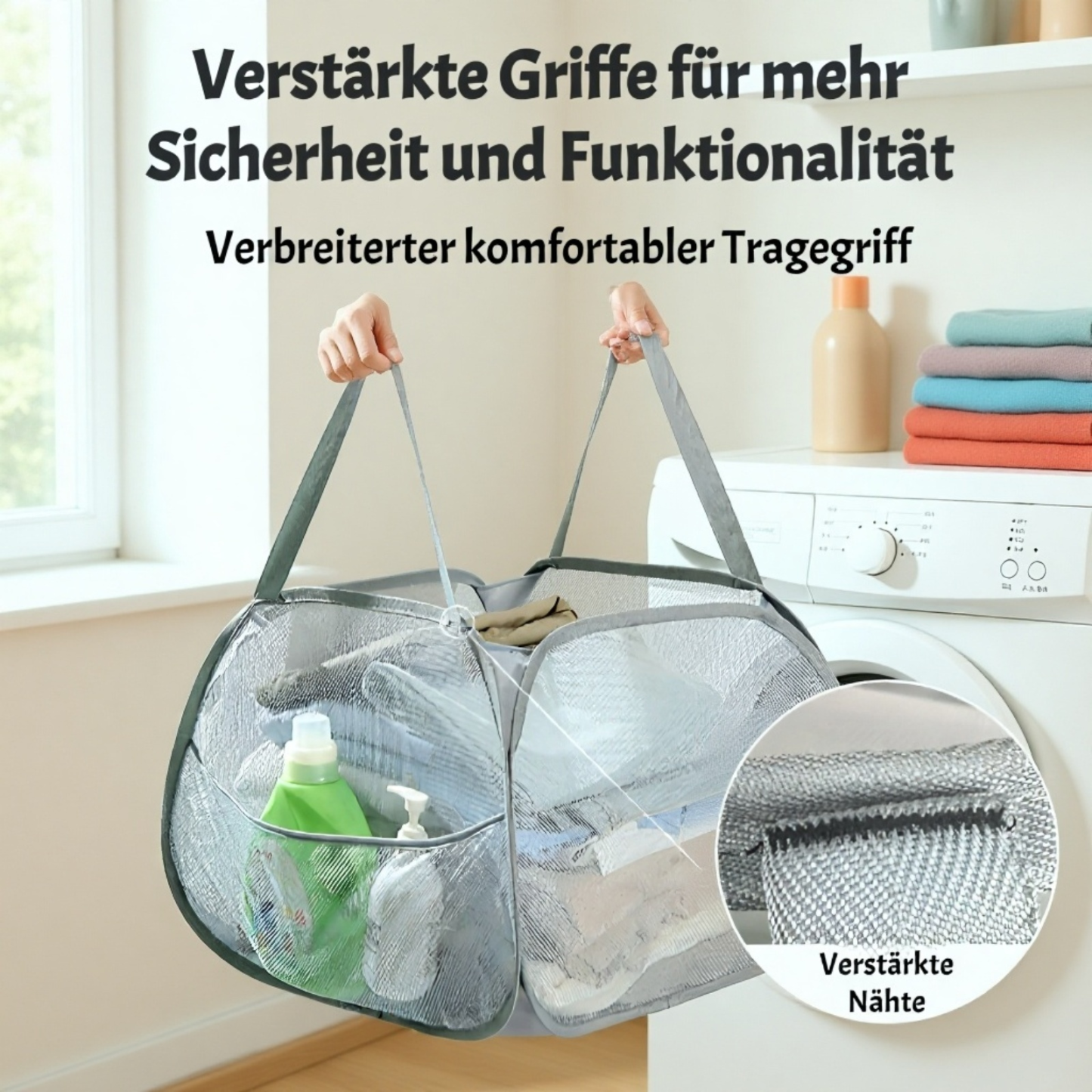 Großer faltbarer Wäschekorb mit viel Stauraum