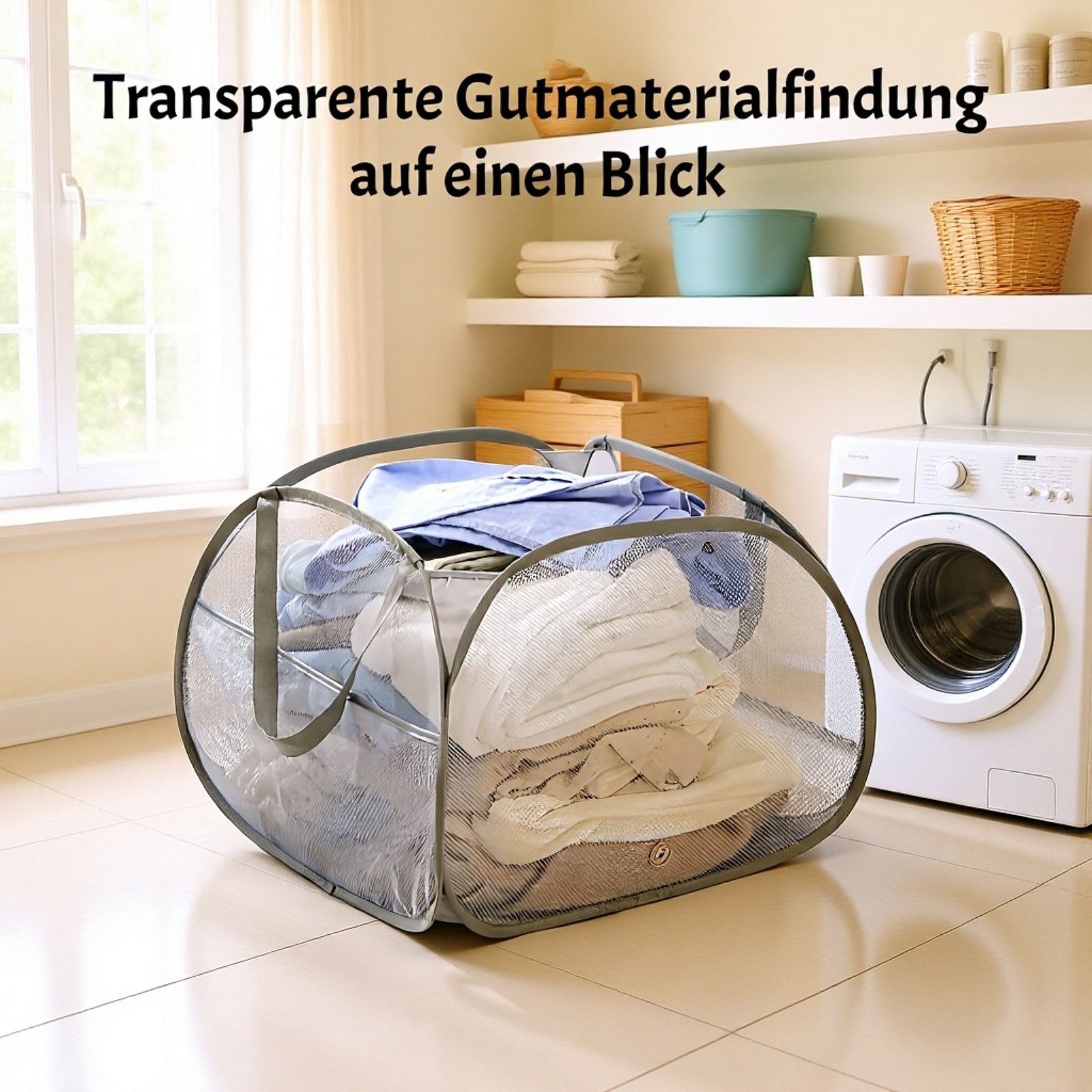 Großer faltbarer Wäschekorb mit viel Stauraum
