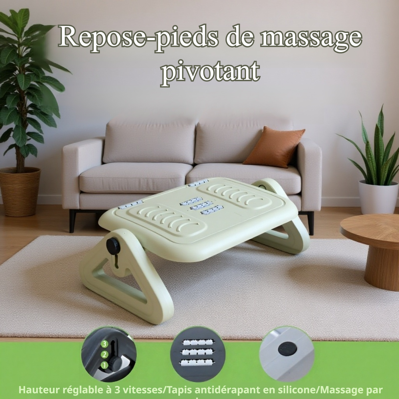Tabouret repose-pieds massant réglable pour le confort des pieds
