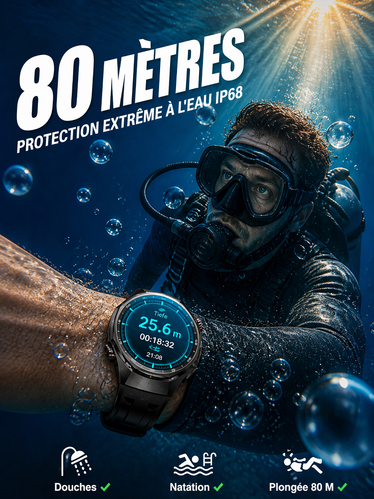 Montre Connectée Santé Huawei Watch GT6⌚ | Technologie Micro-Médicale Non Invasive🩺 | Capteur Micro-Médical Intégré❤️ | Suivi Automatique Glycémie et Tension Sans Piqûre ni Douleur🏃‍♂️