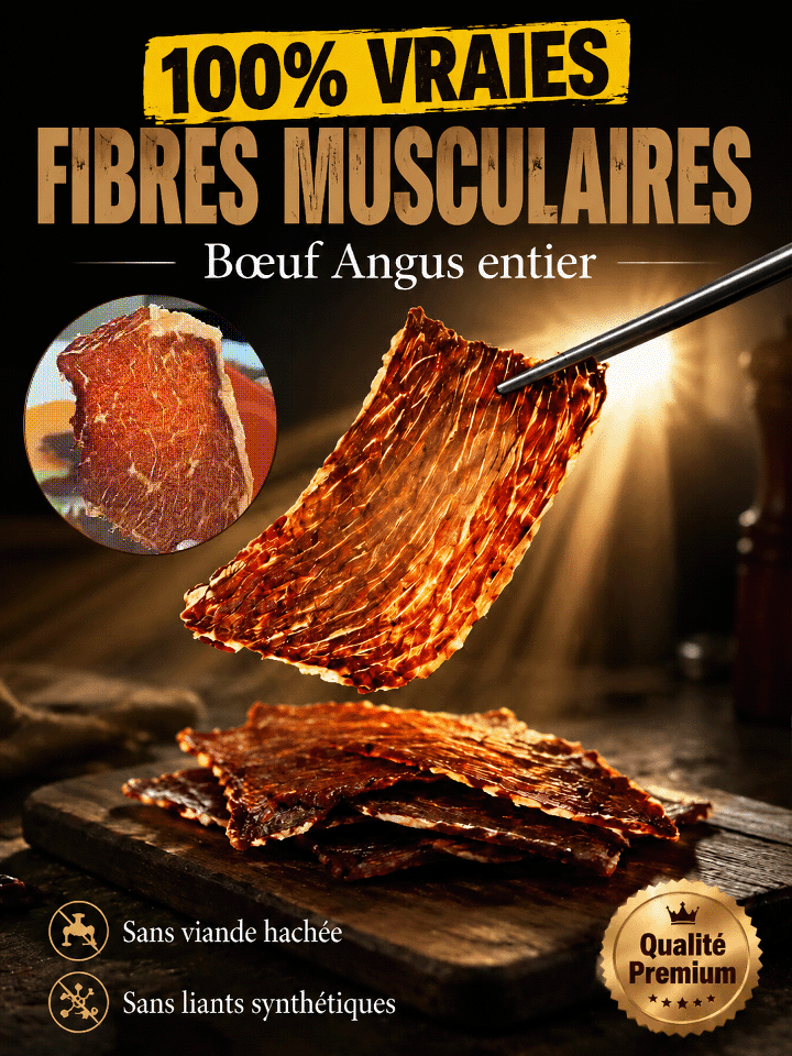 🥩 Lanières de Bœuf Angus Sélection Chefs Parisiens | Faible en Glucides sans Pic Glycémique | Maintien Musculaire Quotidien ✅ | 100% Pur Muscle sans Sucre Ajouté | Riche en Fer et Protéines pour la Vitalité ✨