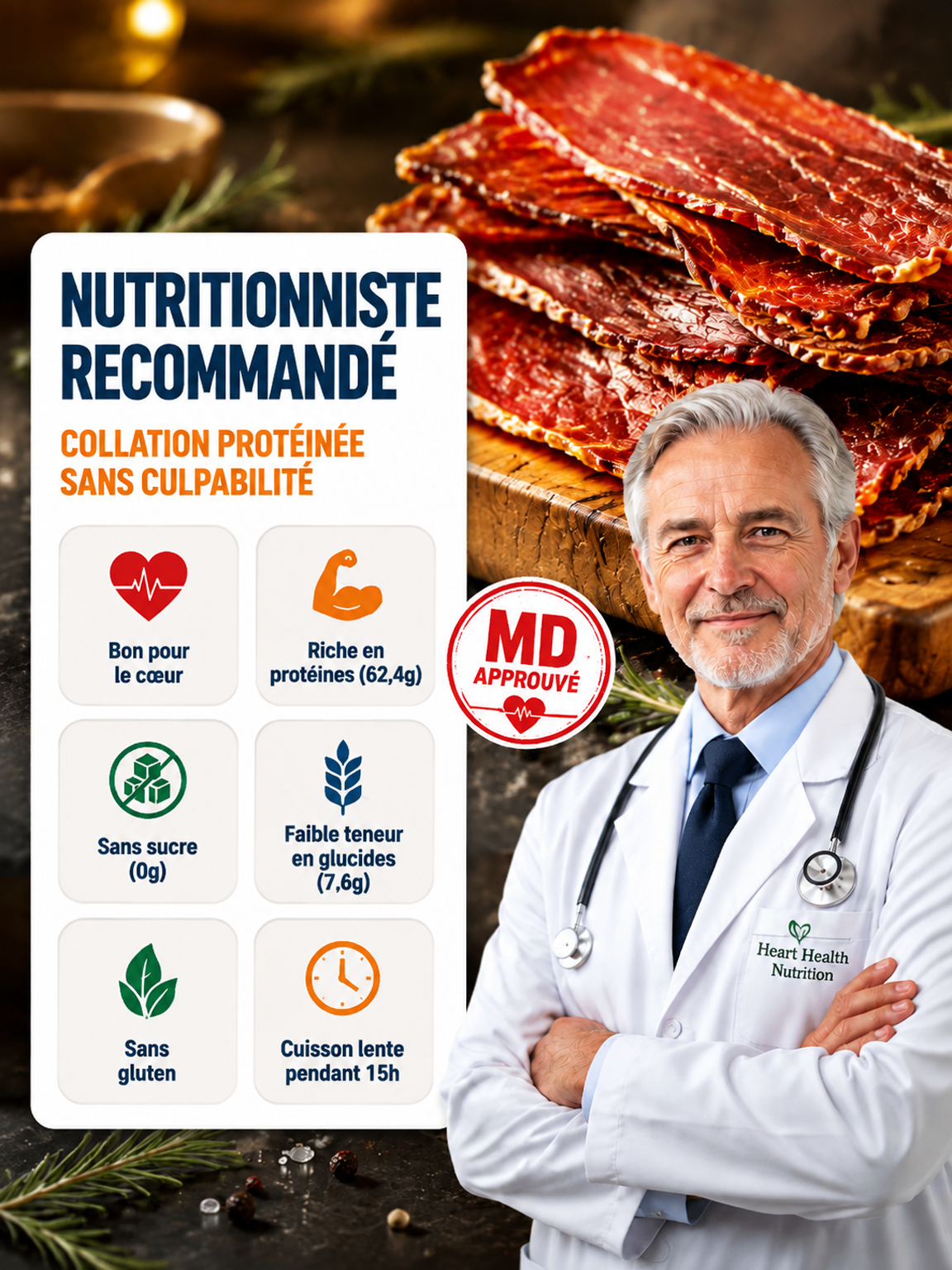 🥩 Lanières de Bœuf Angus Sélection Chefs Parisiens | Faible en Glucides sans Pic Glycémique | Maintien Musculaire Quotidien ✅ | 100% Pur Muscle sans Sucre Ajouté | Riche en Fer et Protéines pour la Vitalité ✨
