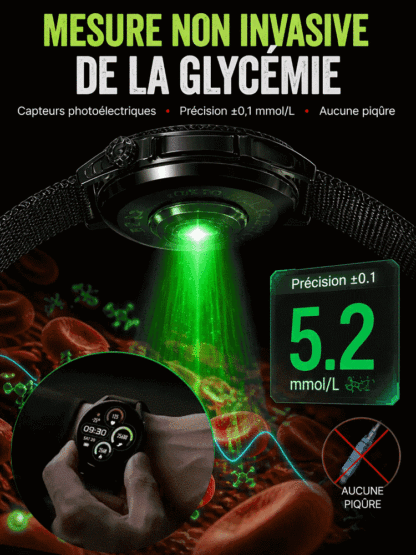 Montre Connectée Santé Huawei Watch GT6⌚ | Technologie Micro-Médicale Non Invasive🩺 | Capteur Micro-Médical Intégré❤️ | Suivi Automatique Glycémie et Tension Sans Piqûre ni Douleur🏃‍♂️