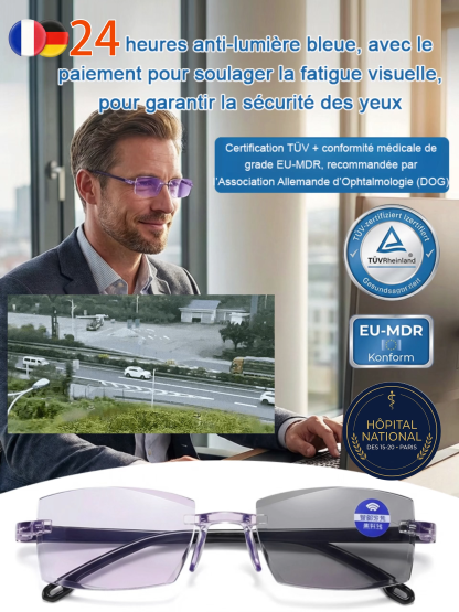 【Pas d'examen de vue requis】Lunettes Intelligentes Autofocus Hôpital 15-20🏥 | Mise au point 0.01s⚡ | S'adapte Automatiquement à Votre Vue | dioptrie ajustable de -10D à +10D🧬 | verres polarisés photochromiques👓