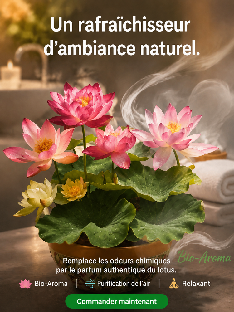 Lotus Purificateur d'Air CNRS🌸 | Sans terre ni engrais🧬 | Éclosion dans l'Eau💧 | Parfum Naturel de Grasse🧴 | Élimine le formaldéhyde🌿 | Résiste aux températures extrêmes | Fleurit toute l'année🌺