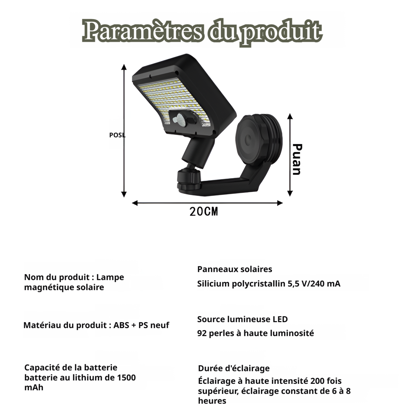 Lampe solaire d’extérieur pour jardin