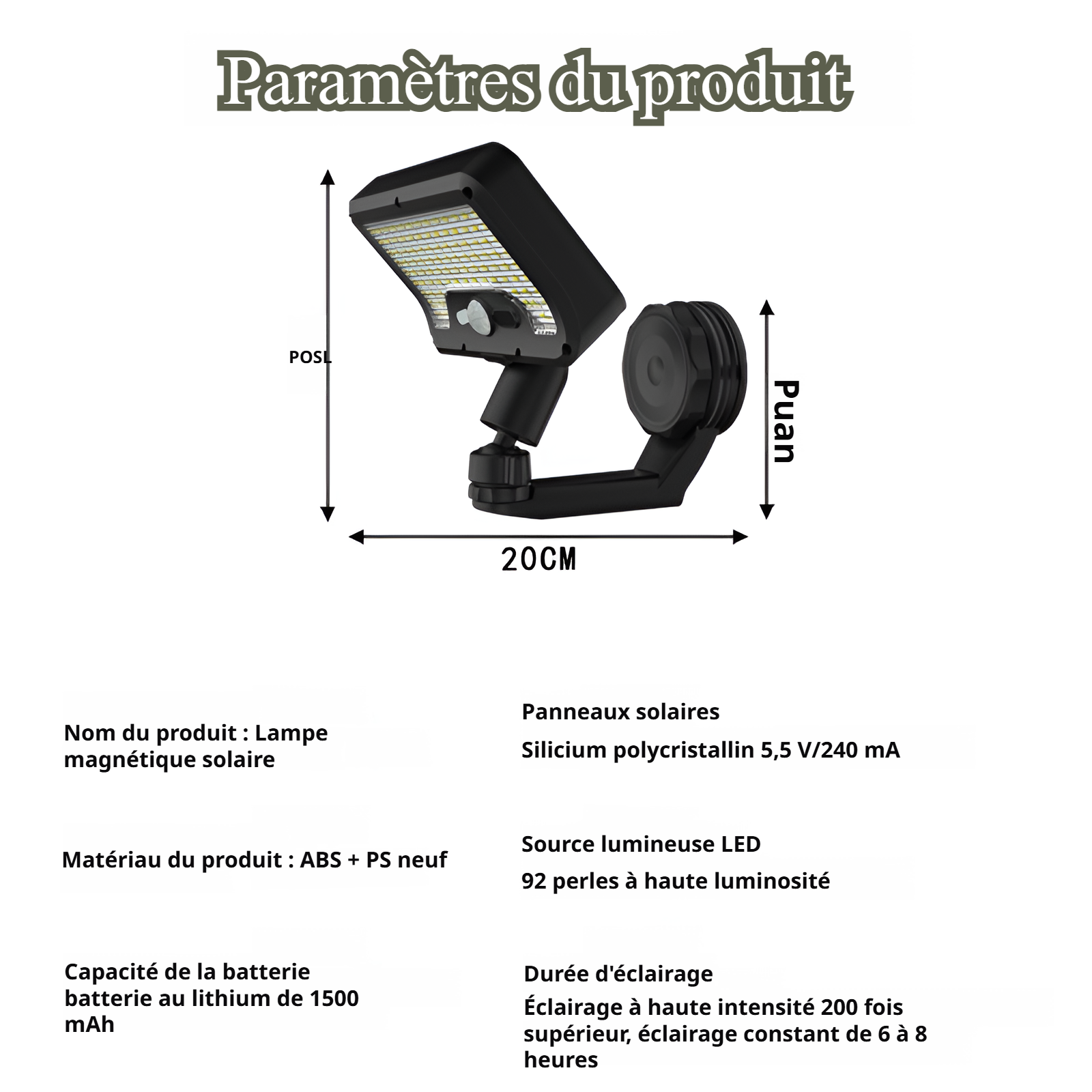 Lampe solaire d’extérieur pour jardin