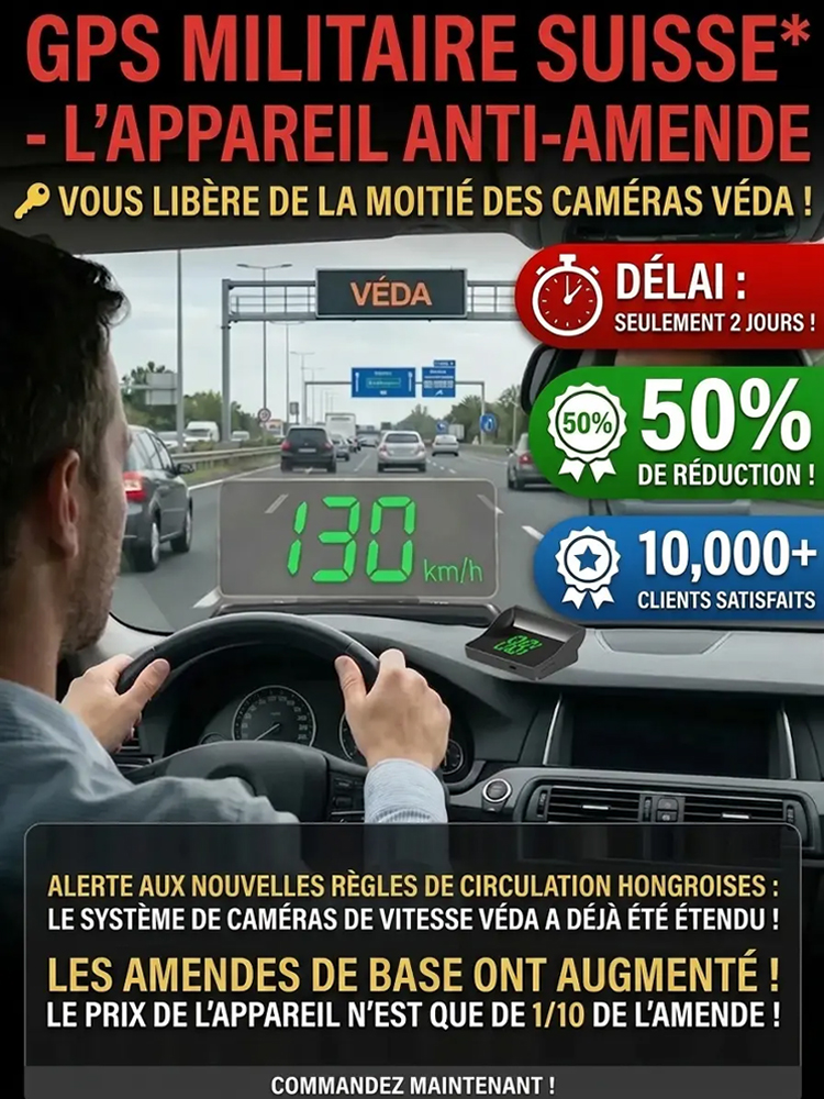 【100% Légal Approuvé France】Afficheur Tête Haute Intelligent 🌌 | Certifié Conforme aux Normes de la Sécurité Routière Française🏆 | Sans abonnement mensuel | Installation Plug and Play | Puce GPS militaire + Vision nocturne🛸