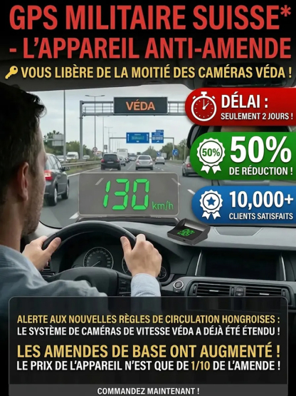 【100% Légal Approuvé France】Afficheur Tête Haute Intelligent 🌌 | Certifié Conforme aux Normes de la Sécurité Routière Française🏆 | Sans abonnement mensuel | Installation Plug and Play | Puce GPS militaire + Vision nocturne🛸