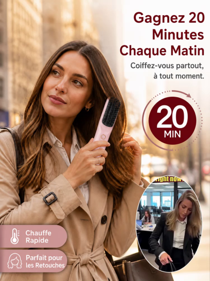 【Certifié Trichologie Française】Brosse Lissante Thérapeutique Recommandée par les Dermatologues💖 | Soin Anti-Âge Zéro Chaleur✨ | Luminothérapie Rouge Anti-Chute | -99% de dommages thermiques💎